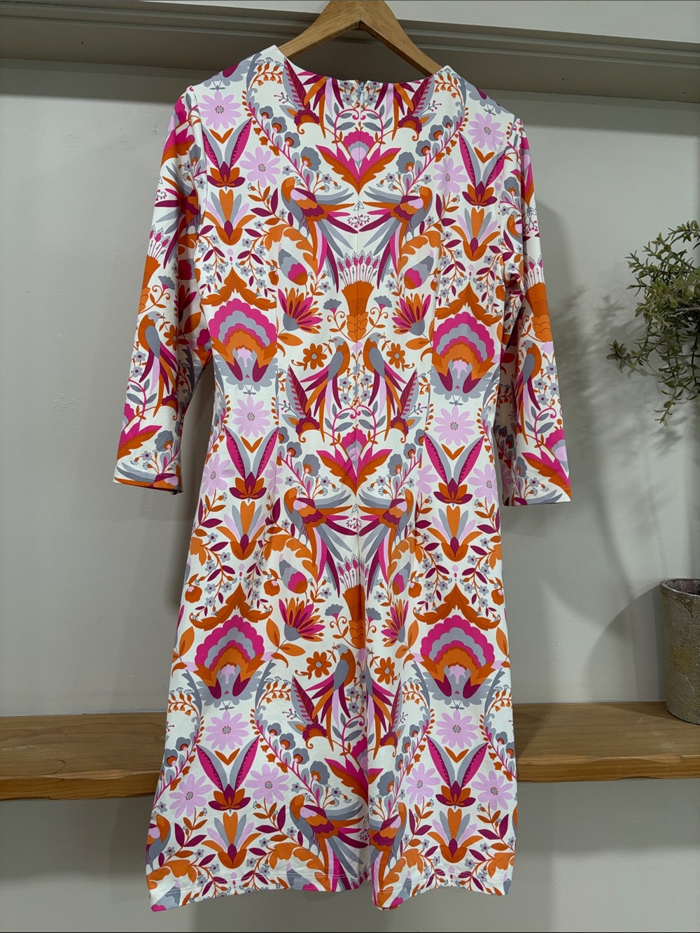 J. McLaughlin Catalina Exotic Bird Flower Print Dress, Size L - Picture 4 of 12